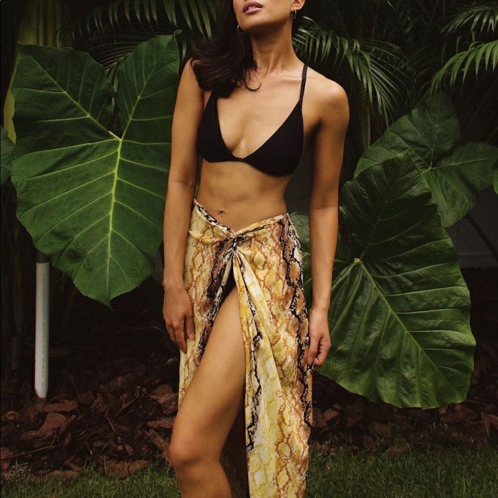 L*Space Mia Swimsuit Cover Up Skirt Pretty In Python Brown Gold MIASK21 Women XS - Picture 3 of 12